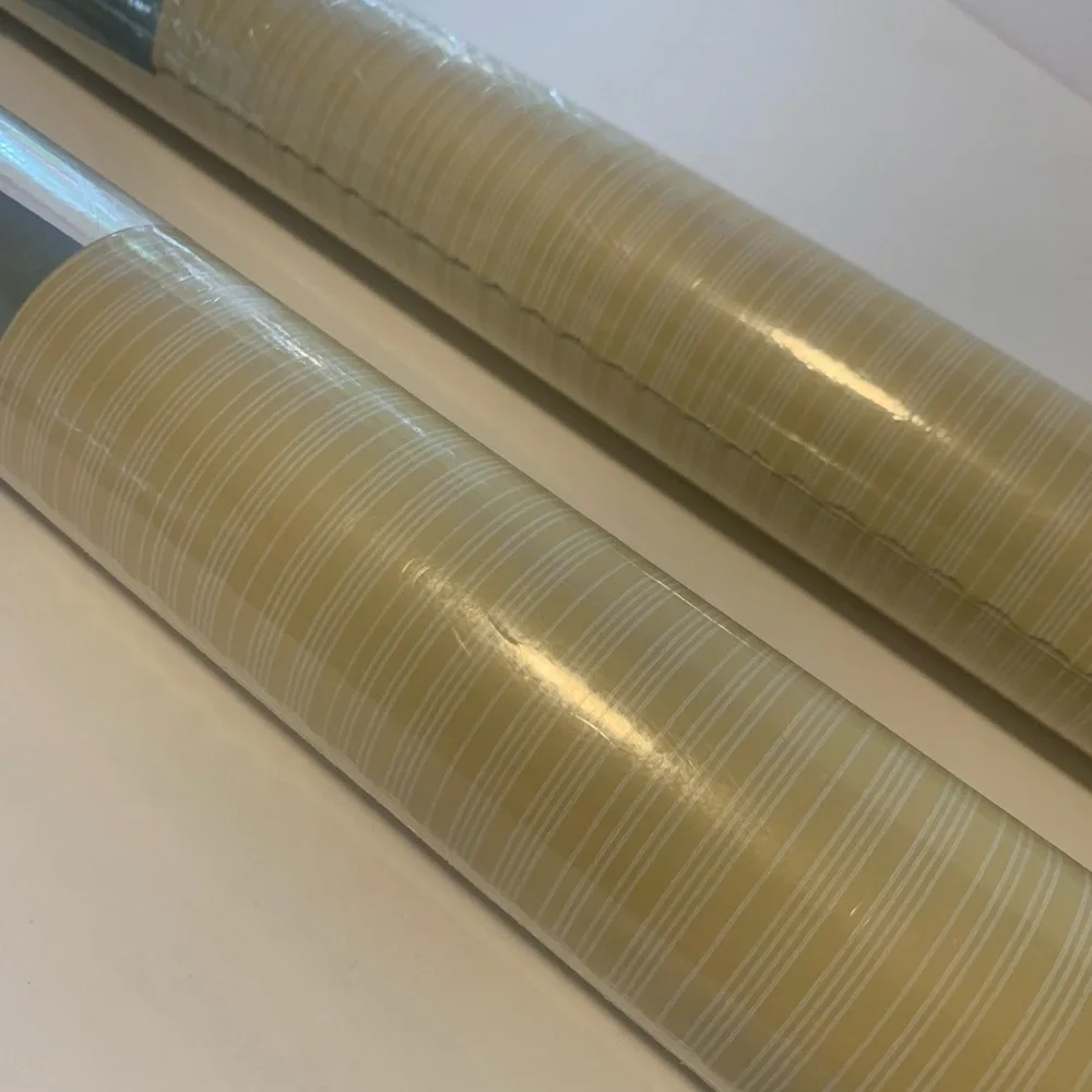 Williamsburg Striped Wall Paper TWO Double Rolls 27”x 9 yds/roll Yellow & White